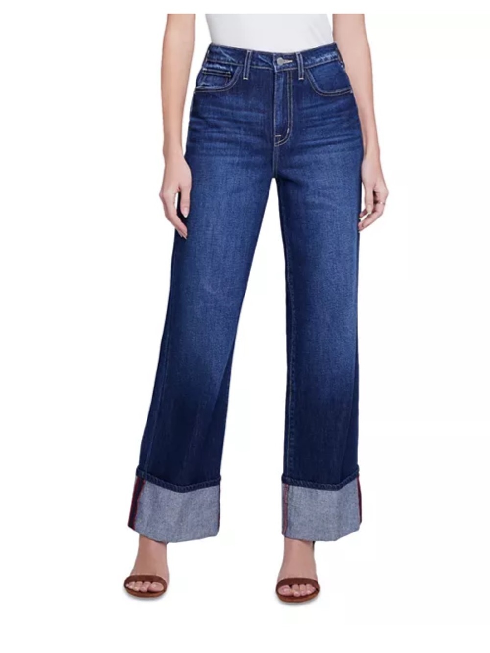 NWT L'AGENCE Miley High Rise Wide-Leg Cuffed Jeans